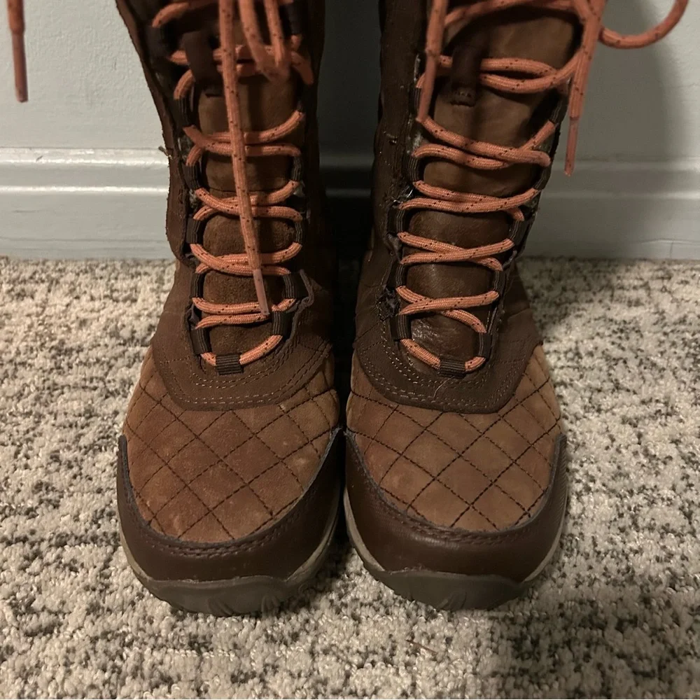 Patagonia Sable Brown Leather Faux Fur Lined Winter Snow Chukka Boots Size 6.5